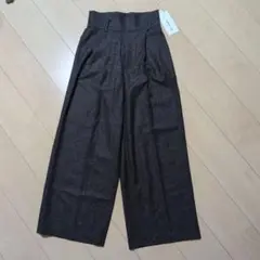 【新品タグ付】FRAY I.D ハイウエストタックワイドパンツ グレー Fサイズ