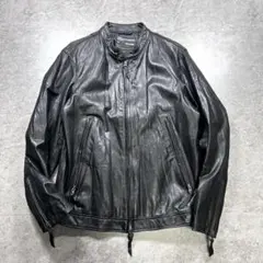 00s【BACK NUMBER】シングルライダース/Y2K/山羊革/シワ加工/M