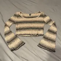 リブ編み クロップド丈 トップス ニット y2k