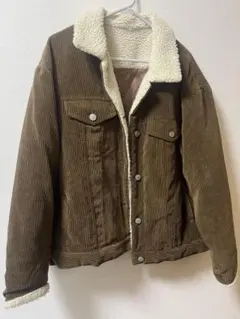 コーデュロイ ボア襟ジャケット Mサイズ