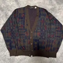 イタリア製　vintage カーディガン　幾何学模様