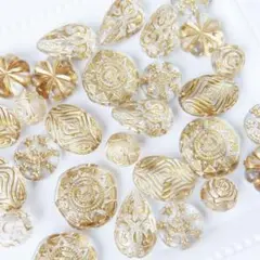 アクリルビーズ クリア 透明 ゴールドライン ハンドメイド【①】1335