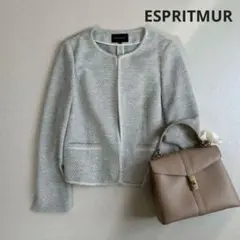ESPRITMUR ツイード ノーカラー　ジャケット　オケージョン