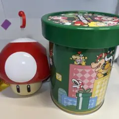 スーパーマリオ キャラクタードラム缶とキノコ型ドリンクホルダー