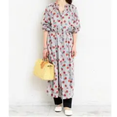 BEAUTY&YOUTH リバティ ギャザー ロング ワンピース 2WAY M