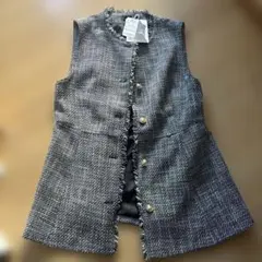 フリンジデザイン グレー系 ベスト M