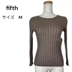 fifth リブニット（M）ブラウン シンプル長袖 トップス　フィフス 伸縮性