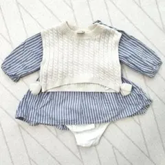 petit main ケーブルニットロンパース 80