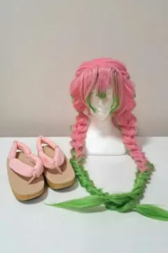 鬼滅の刃　甘露寺蜜璃　ウィッグ　靴　草履