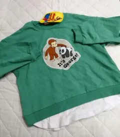 【新品】おさるのジョージ 120 長袖カットソー みどり パンダ さる