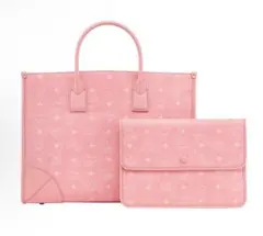 MCM Visetosショルダーハンドトートバッグ ピンク ポーチ付き - メルカリ