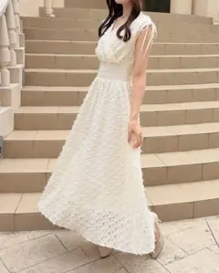 セルフポートレイト ティアード ワンピース 白 コードレース UK10 未
