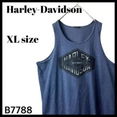人気 ハーレーダビッドソン 両面プリント タンクトップ ネイビー 紺 XL相当