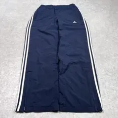 00s adidas アディダス ナイロンワイドパンツ 紺 O Y2K
