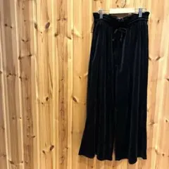 【アースミュージックアンドエコロジー】パンツ　ウエストゴム　ワイド　ブラック