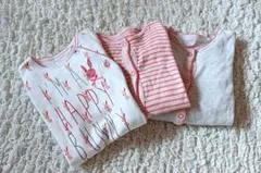 ロンパース3枚セット 長袖 （6〜9ヶ月）パジャマ