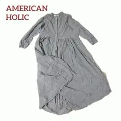 AMERICAN HOLIC ストライプブラック シャツワンピース F