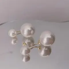 大粒パールピアス ゴールドチェーン　大人可愛い　結婚式　s925