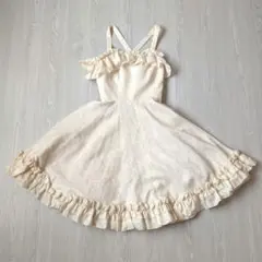LAPIN AGILL　ラパンアジル　ジャンパースカート　ワンピース　白　フリルのサムネイル