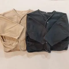キッズ 100cm 春服 羽織り ベージュ・ダークグレー ジャケット 2点セット