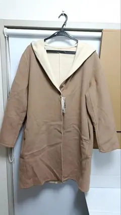 ユニクロ　ダブルフェイスフーデットコート　XL　ベージュ　UNIQLO
