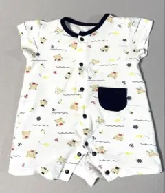 綿100% マリン柄 半袖 ロンパース 60-70cm 男の子 クマ 碇