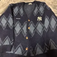 Parishu NYロゴ カーディガン ネイビー