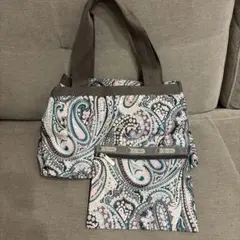 ペイズリー柄トートバッグ＆ポーチセット　レスポ