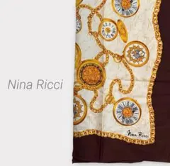 【美品】Nina Ricci 懐中時計 スカーフ　バンダナ　ヴィンテージ　シルク