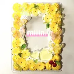 ホイップデコ硬質ケースデコ フレーム トレカケース黄色イエロー推し活 量産型B7