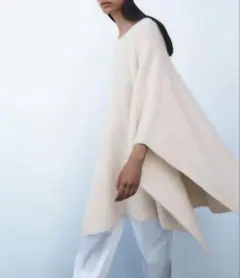 ZARA ウール アルパカブレンド ニットケープ エクリュ