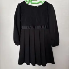 黒い長袖プリーツワンピース キッズ100