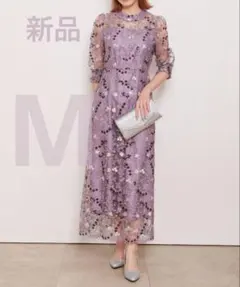 【新品】結婚式 お呼ばれ アンティーク刺繍レースワンピース パーティードレス