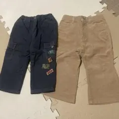 カーゴパンツ 2点セット ネイビー ベージュ　コーデュロイ　秋冬用　長ズボン