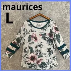 maurices【L】フラワープリント 五分袖Tシャツ 秋服　冬服