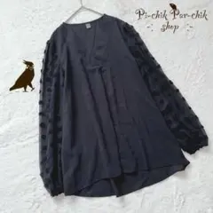 【SHEIN】ブラウス　Ｖネック　袖シースルー　透け感あり　黒　ブラック