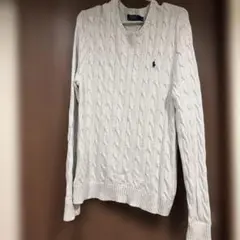 Polo Ralph Lauren ケーブルニット メンズM 大きめグレー XL