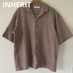 インヘリット INHERIT 半袖チェックシャツ レッド 開襟