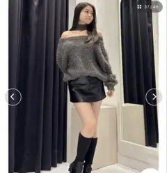 GYDA オフショルダーセーター チャコールグレー FREE