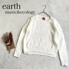 【アース】（F）ケーブルニットセーター クルーネック シンプル ノルディック柄