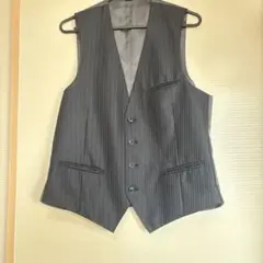 メンズ スーツベスト グレーストライプ