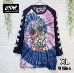 LEFLAH レフラープリントタイダイ 7分袖ラグランTシャツ 希少XL ロンTのサムネイル