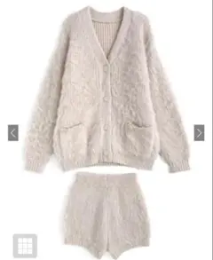 カーディガン×ショートパンツニットセットアップ　dr833