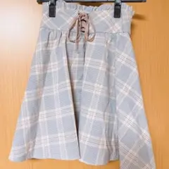 MAJESTIC LEGON フレアミニスカート チェック 編み上げ