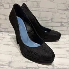 美品✨BENIR ウエディングシューズ ブライダル レース 黒 22.5cm