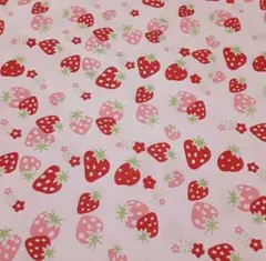 いちご柄 いちごと花 ピンク 生地 76㎝×160㎝