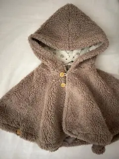 ベビーポンチョ フリース ベージュ 花柄