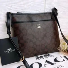 未使用☆COACHコーチ ショルダーバッグ ブラウン ブラック レザー
