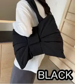 トートバッグ ショルダーバッグ リボン ふんわり 軽量 2way ブラック