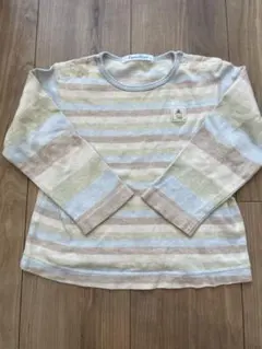 ファミリア　ストライプ 長袖Tシャツ くまワッペン付き